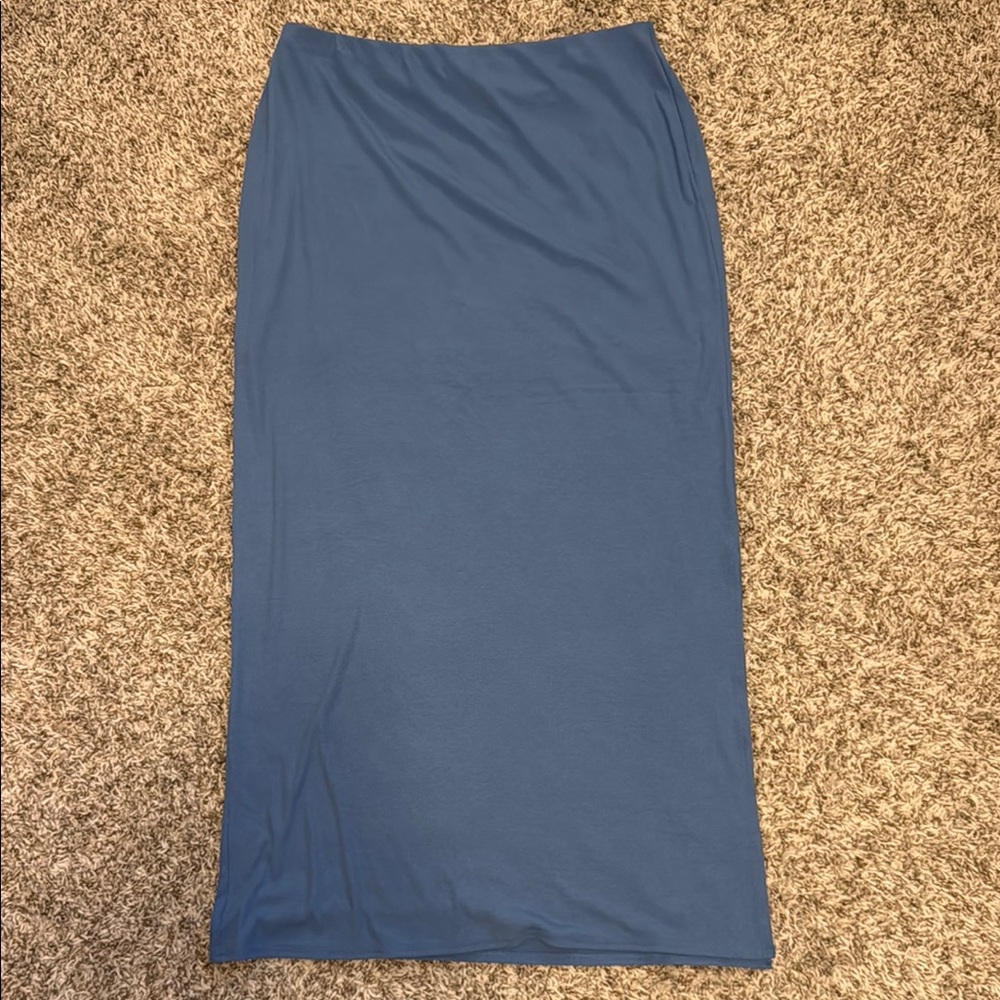 Solid Blue Maxi Skirt